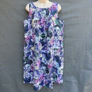 J. Jill Love Linen Size Medium Tropical Sleeveless Dress Lightweight Shift